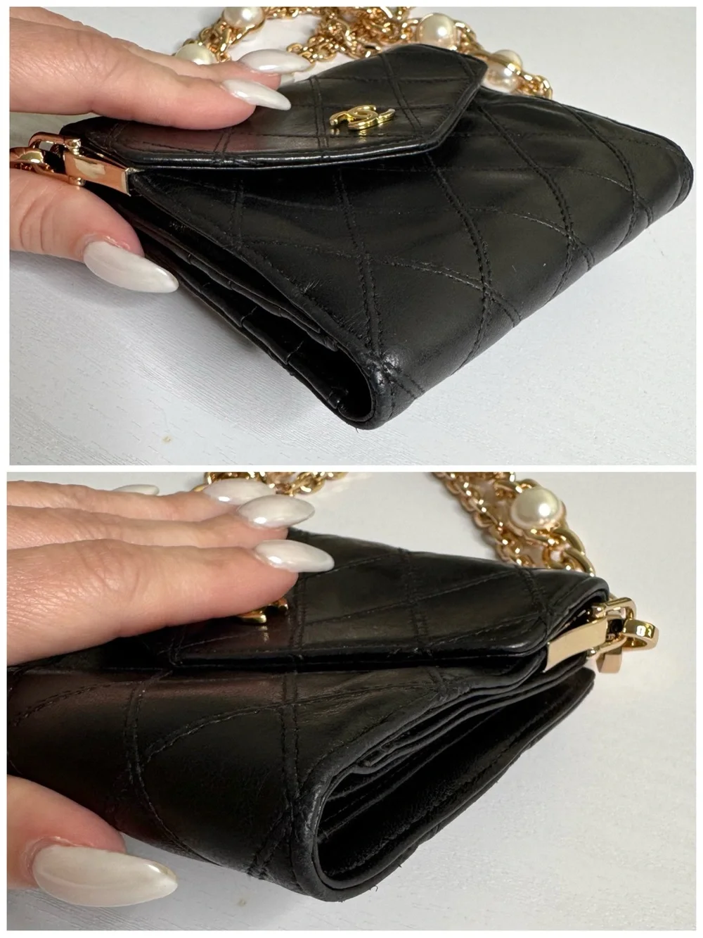 Authentic Vintage Chanel CC Wallet on Chain Black Quilted Leather Crossbody Bag - Picture 7 of 16